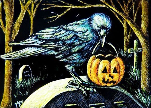 Trick or Treat Crow by Monique Morin Matson