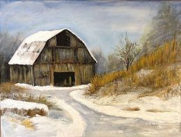 The Old Barn in Winter by Penny Stewart