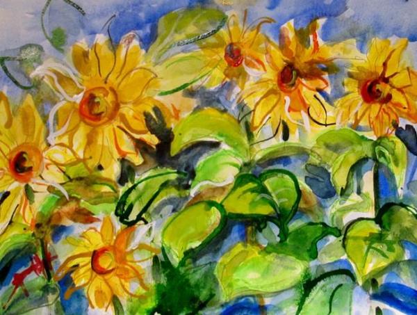Sunflowers in the Field by Delilah Smith